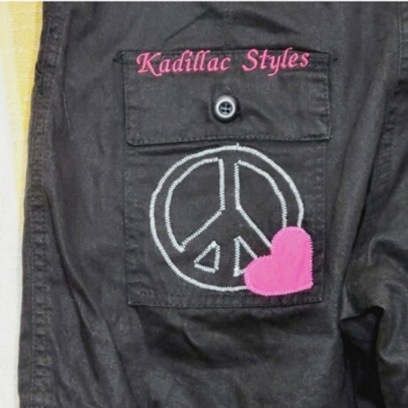 Rothco Product Repurposed Shorts Patchwork Peach Cross Horseshoe Black - Picture 5 of 6